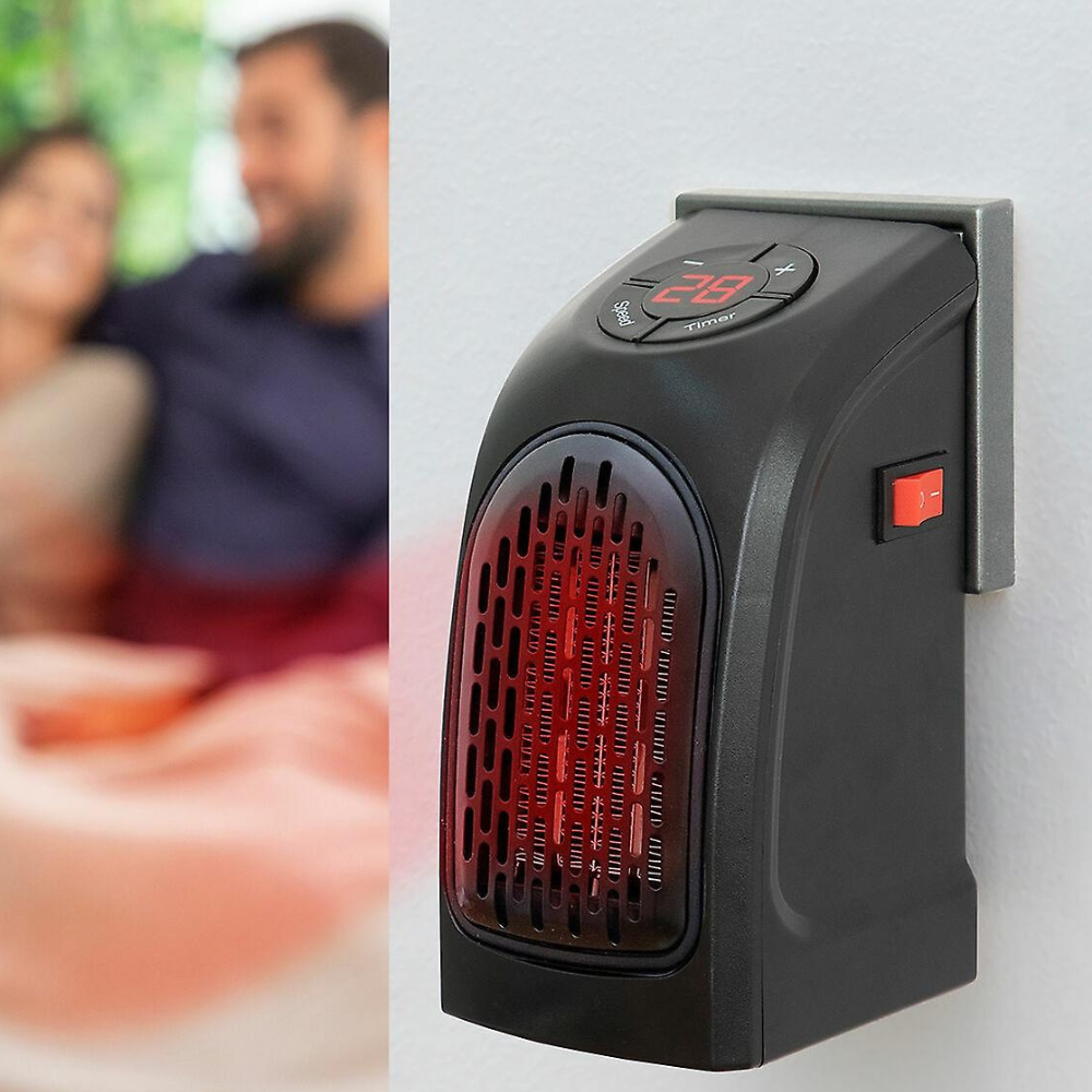 Portable TavvitaImp010 mini heater warming a cozy home living room; energy efficient personal space heater.