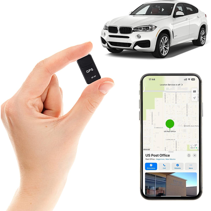 Compact GPS car tracker for real-time vehicle security & anti-theft monitoring.