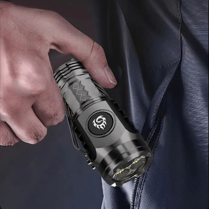Compact LED flashlight with multi-mode settings, ideal for camping & outdoor gear