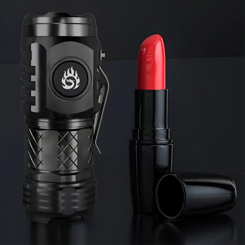 Compact LED flashlight with a clip, showing easy attachment to outdoor gear or clothing