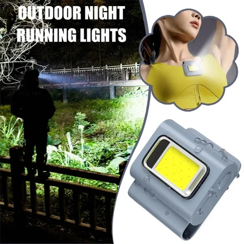 Compact magnetic COB work light, USB rechargeable, showing bright LED illumination for hands-free tasks
