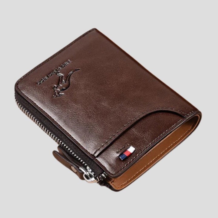 Durable men's billfold wallet with RFID blocking technology, offering secure storage for cards and cash.