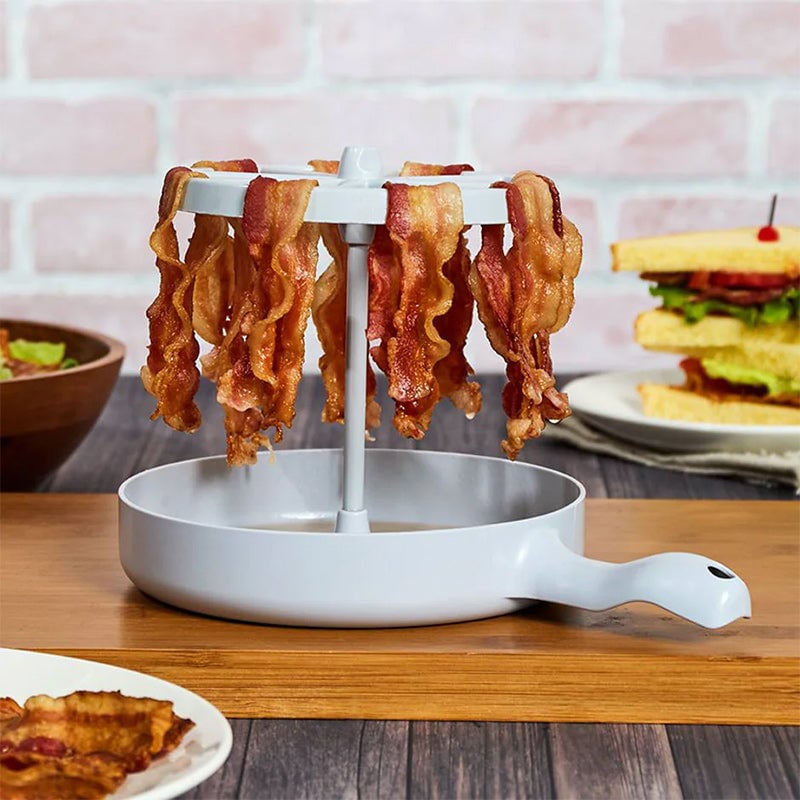 Non-stick microwave grill displaying its interior cooking surface, perfect for fast food preparation.