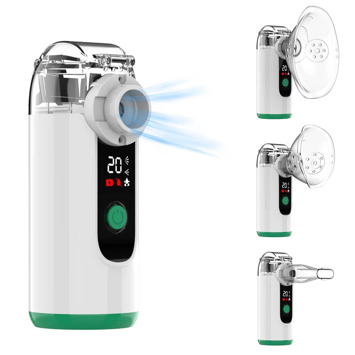 Portable USB rechargeable mist inhaler, a travel-friendly nebulizer for on-the-go respiratory relief.