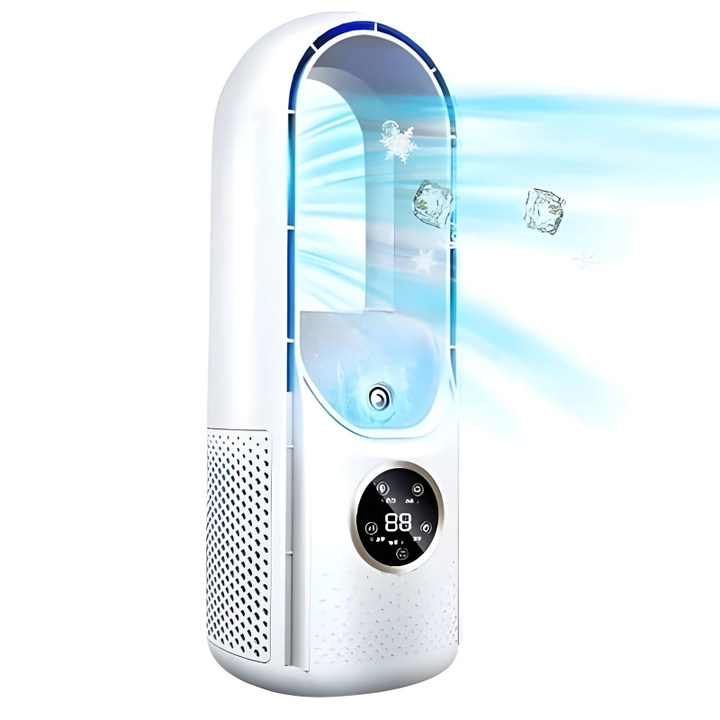 Compact silent portable air conditioner for personal cooling, ideal for desk or home office use.