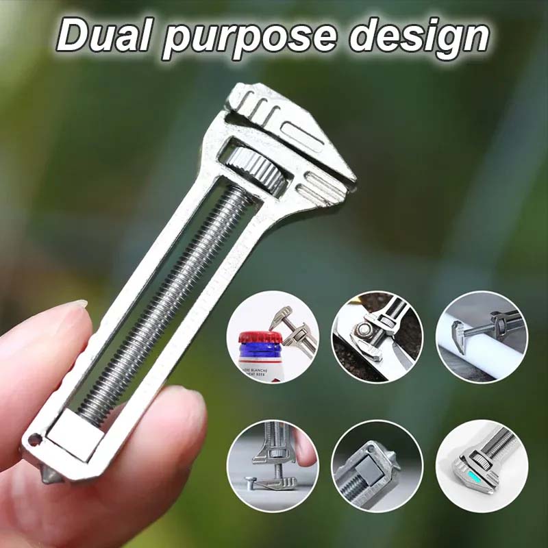 Compact titanium multitool featuring an adjustable wrench for everyday carry and utility tasks