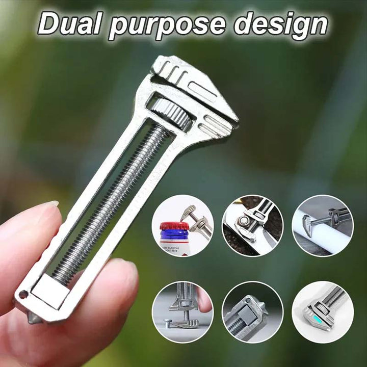 Versatile titanium gadget: a durable multitool equipped with an adjustable wrench, ideal for EDC