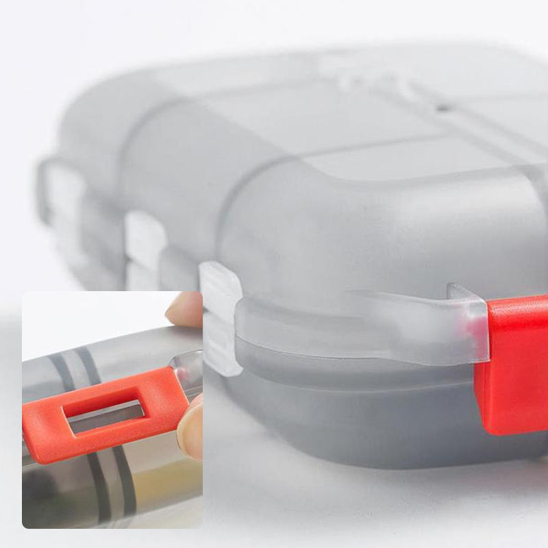 Pill organizer for travel, compact and portable, with 161 labels for easy sorting.