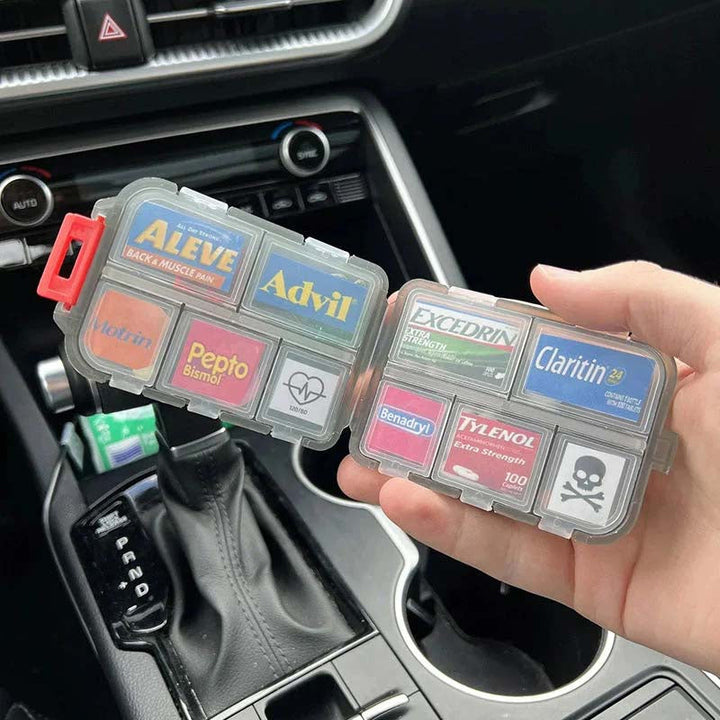 Compact medication storage solution with 161 labels, perfect for travel and daily use.