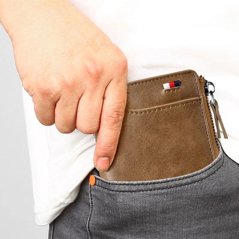 Compact unisex RFID wallet in PU leather for secure everyday style and card organization.
