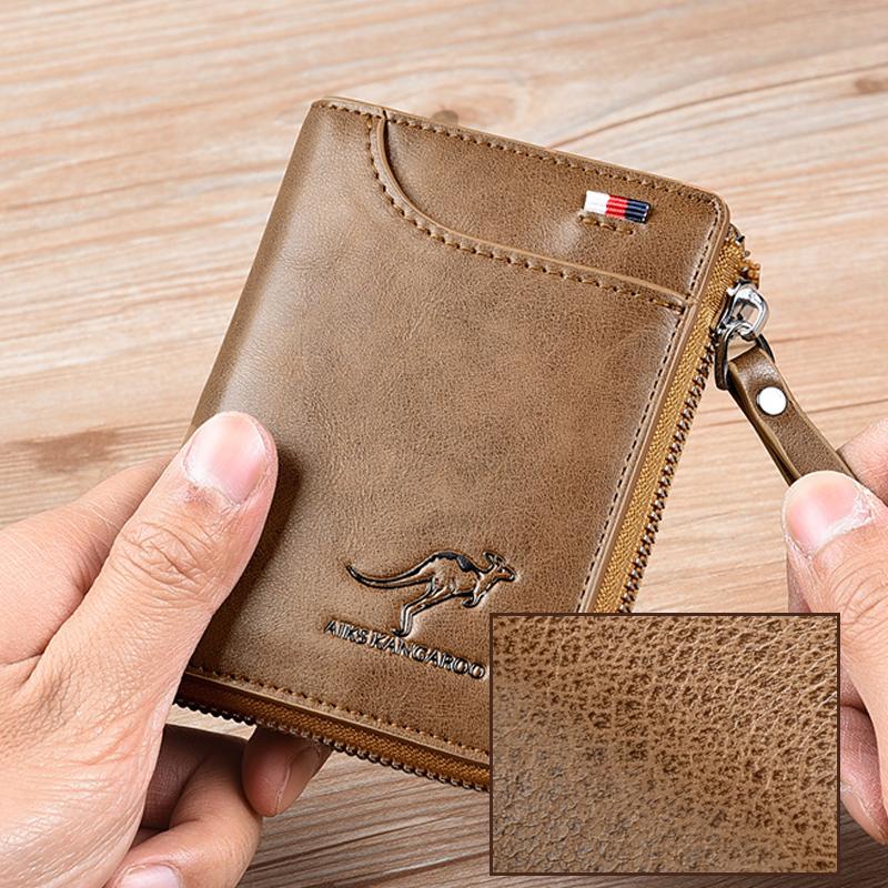 Unisex compact wallet featuring RFID protection, ideal for secure card storage & daily use.