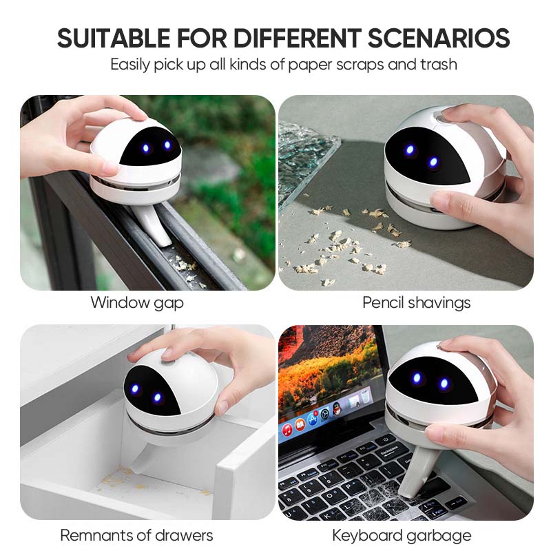 Ergonomic white desktop vacuum cleaner, a must-have gadget for a clean workspace.