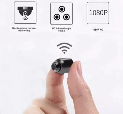 Small 1080P WiFi camera for discreet home security. Features night vision, motion alerts & two-way audio.