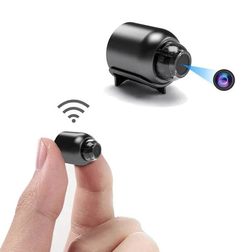 Mini 1080P WiFi security camera with full HD night vision, motion detection, and crisp audio for indoor use.