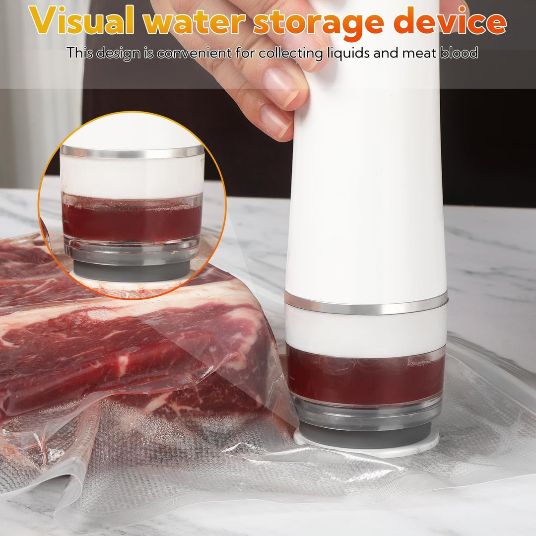 Food storage solution: vacuum-sealed meats and vegetables in reusable bags for longer freshness