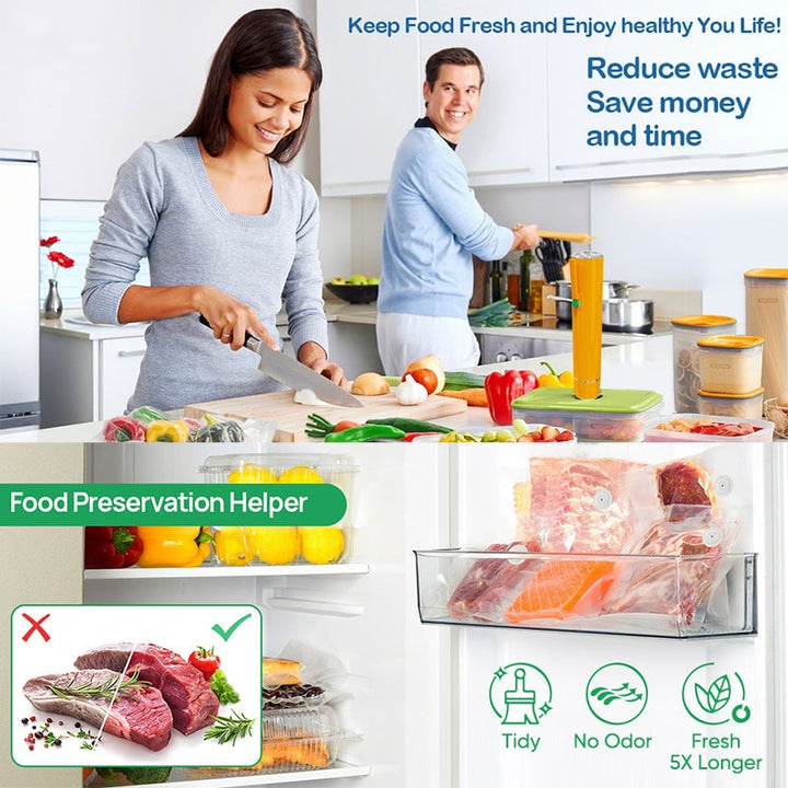 Portable vacuum sealer with a sleek design, perfect for kitchen or camping food preservation