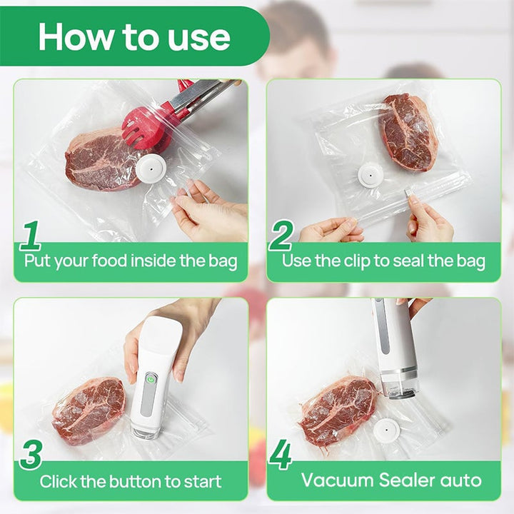 Close-up of the compact wireless vacuum sealer's powerful sealing nozzle and controls