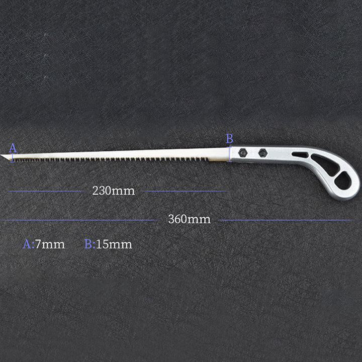 Overhead shot of the versatile woodworking saw, highlighting its compact and portable design