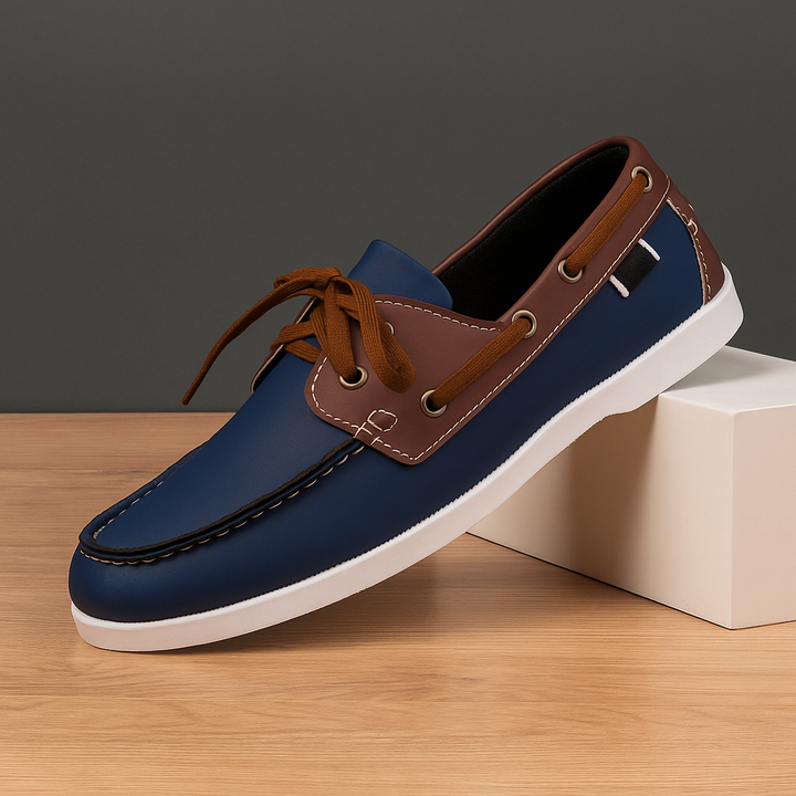 Corvan men's deck loafers in classic nautical style, featuring vegan leather, perfect for summer casual wear.