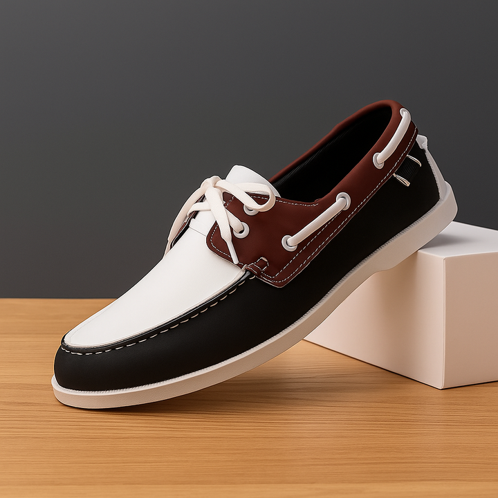 Comfortable slip-on Corvan men's deck shoes made from durable vegan leather, ideal for everyday casual footwear.