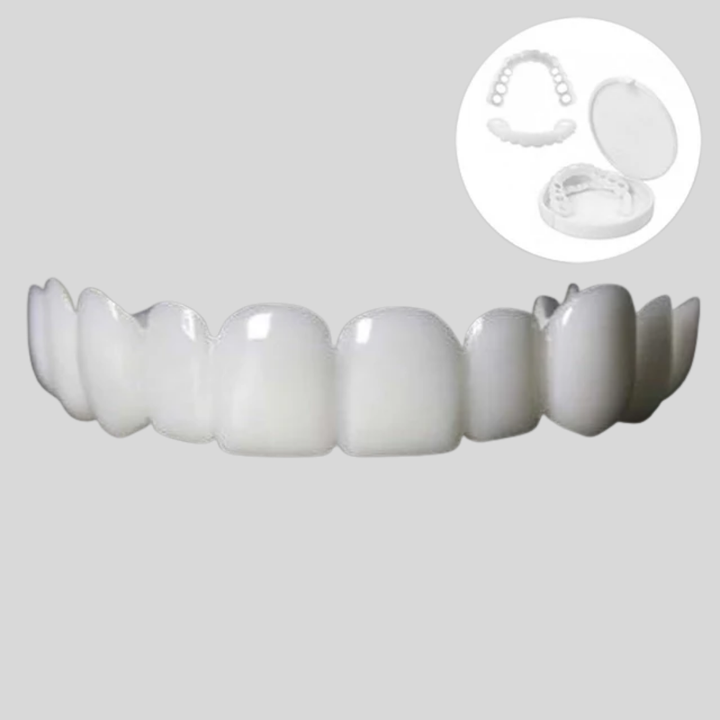 Cosmetic Snap-On Smile Veneers for instant, natural-looking smile enhancement. Flexible, reusable dental aesthetic.