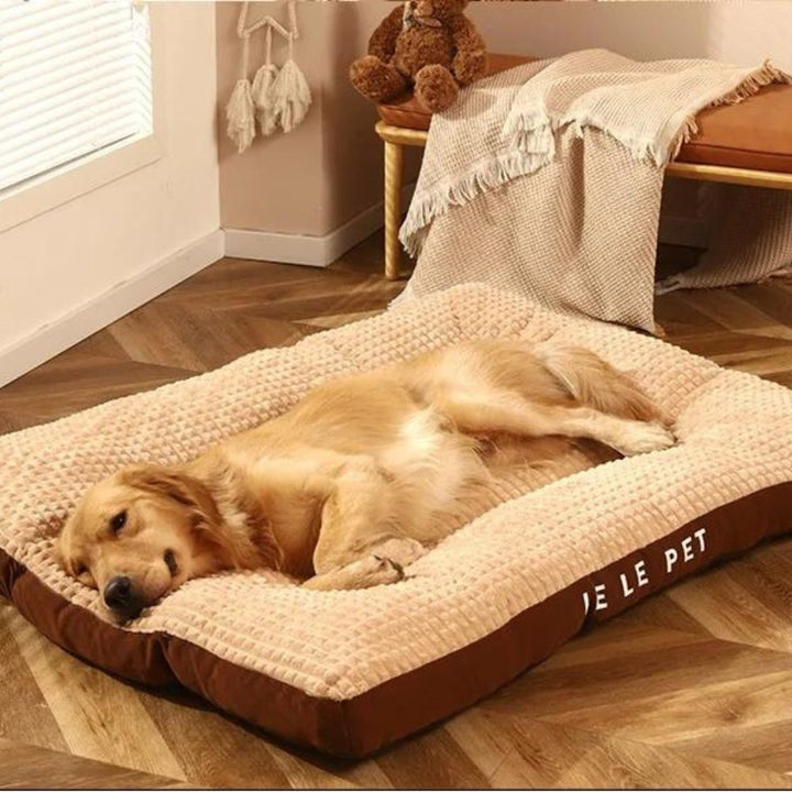 Ultimate comfort dog bed made from soft, cozy fleece. A washable pet bed for happy dogs & cats.