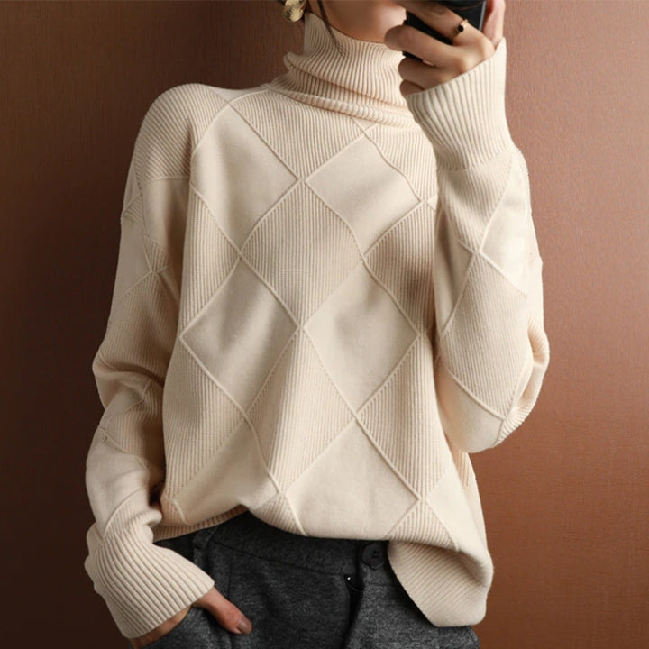 Women's oversized ribbed knit sweater in a relaxed fit, a loungewear staple