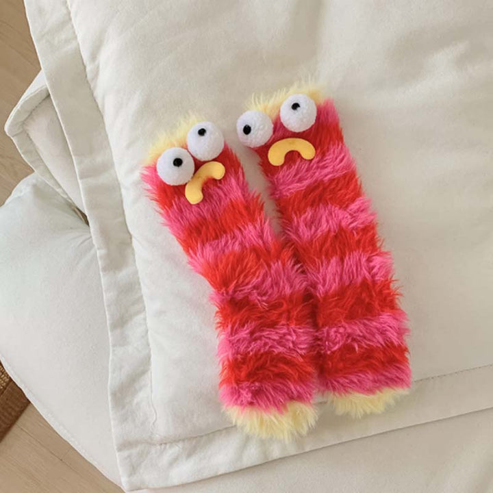 Everyday women's fluffy monster socks, cozy, warm, and playful cartoon designs.