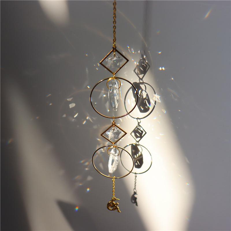 Elegant crystal prism suncatcher, transforming sunlight into colorful spectrums