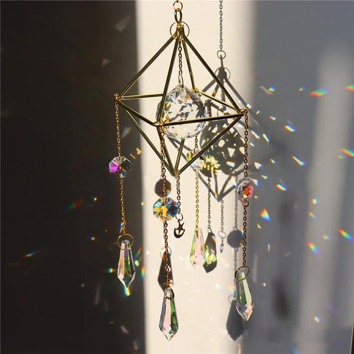 Rainbow maker suncatcher with multifaceted crystal, enhancing home decor with sparkle