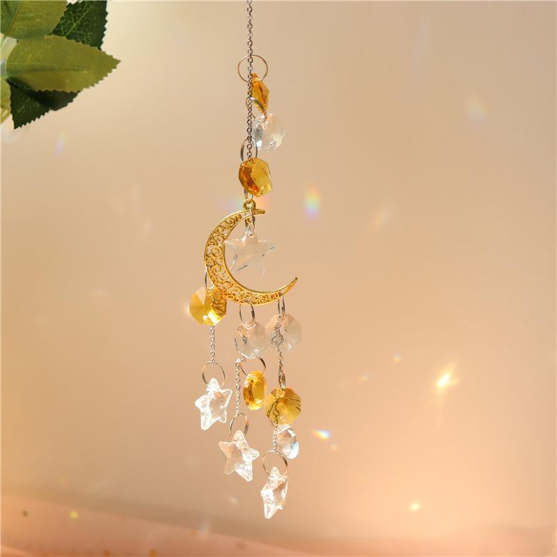 Unique crystal suncatcher, a dazzling moon-shaped prism for decorative display