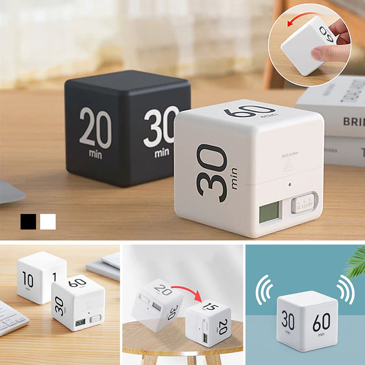 Cube timer digital countdown alarm, 4 preset times, for kitchen, study, work productivity