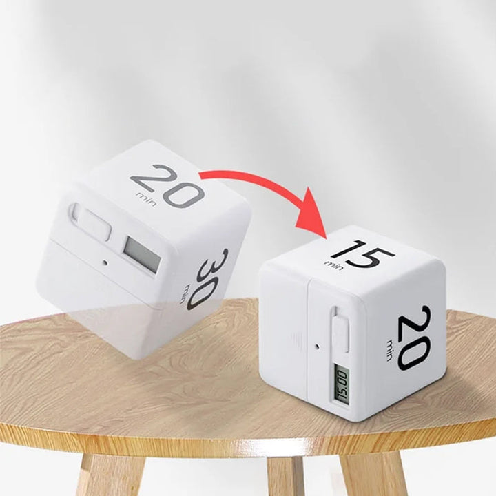 Portable cube timer showing 25 minutes, perfect for Pomodoro technique & focus