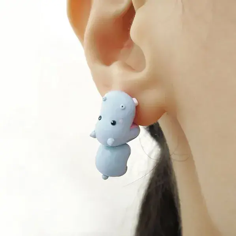 Sweet animal stud earrings for her, modern polymer jewelry featuring cute animals