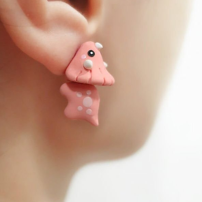 Elegant women's earrings, cute animal design in polymer clay jewelry