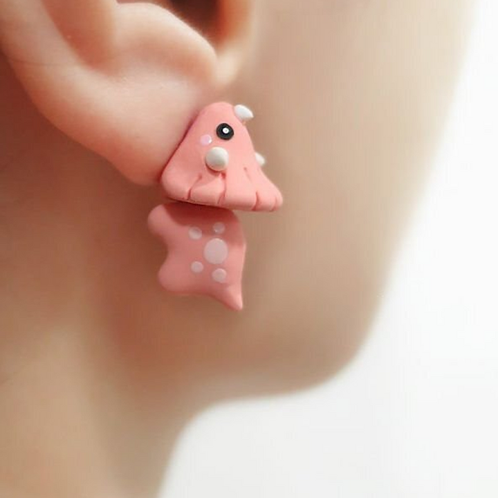 Elegant women's earrings, cute animal design in polymer clay jewelry