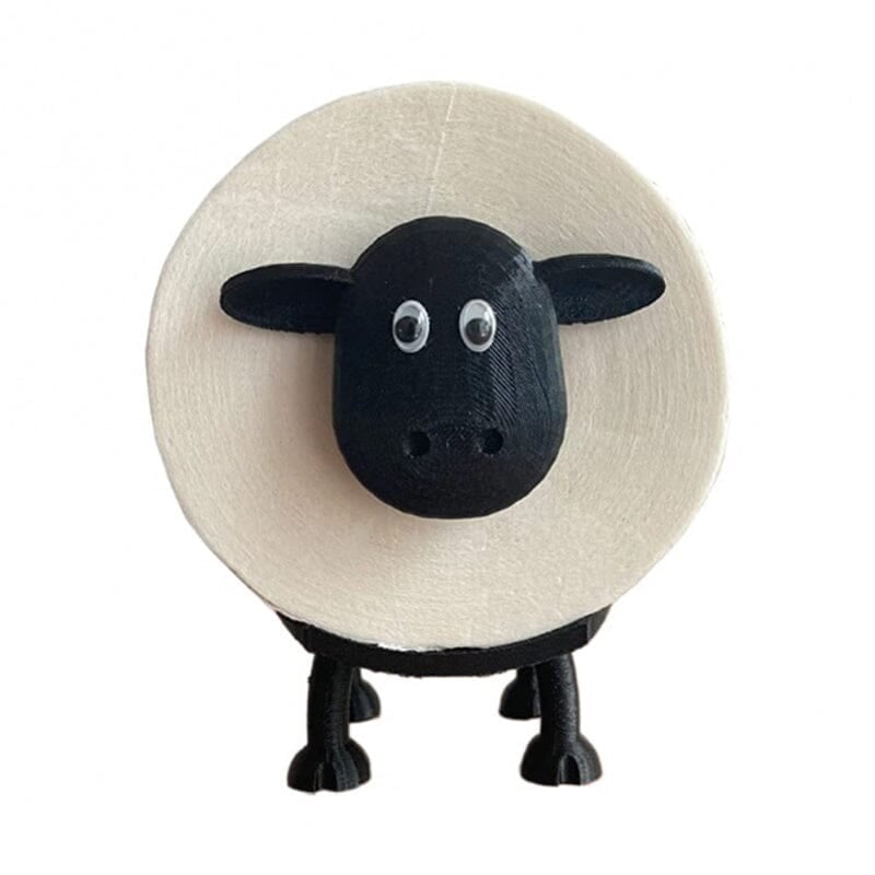 Rear view of an adorable sheep toilet paper holder, showcasing roll capacity & bathroom decor appeal