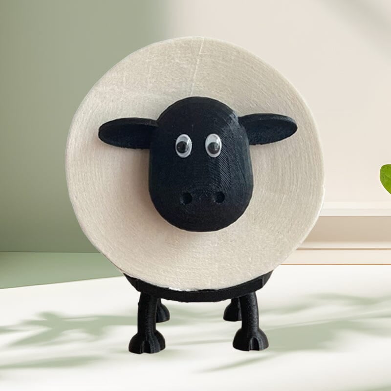 Adorable sheep toilet paper holder, white resin, decorative bathroom accessory & functional storage