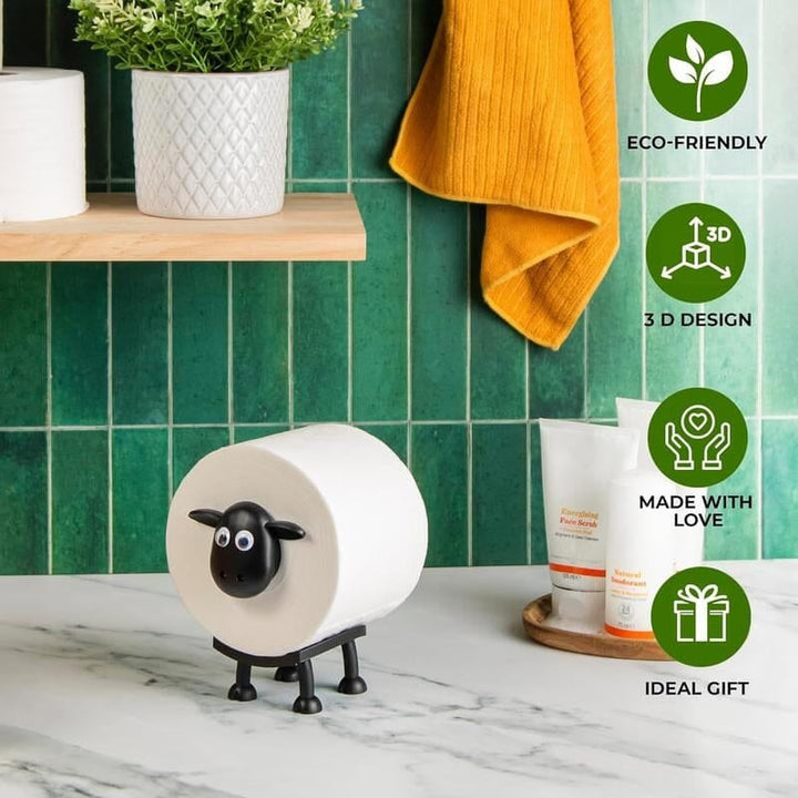 Unique sheep toilet paper storage, cute organizer for bathroom decor, holds 7 TP rolls