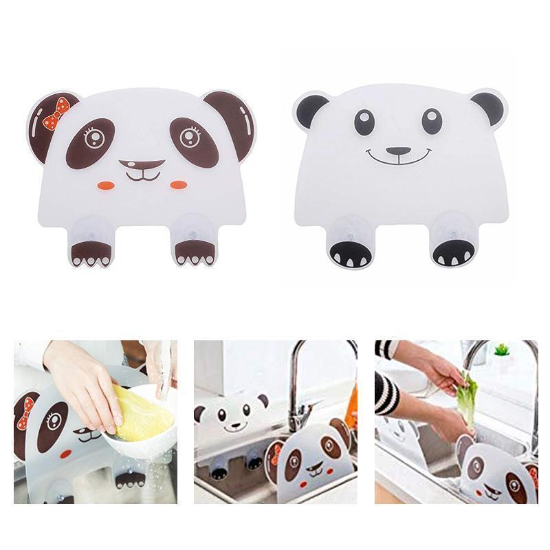 Cute panda kitchen sink splash guard, black & white, for dishwashing, prevents water splashes