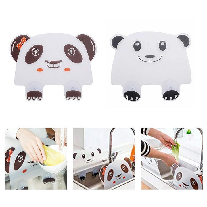 Cute panda kitchen sink splash guard, black & white, for dishwashing, prevents water splashes