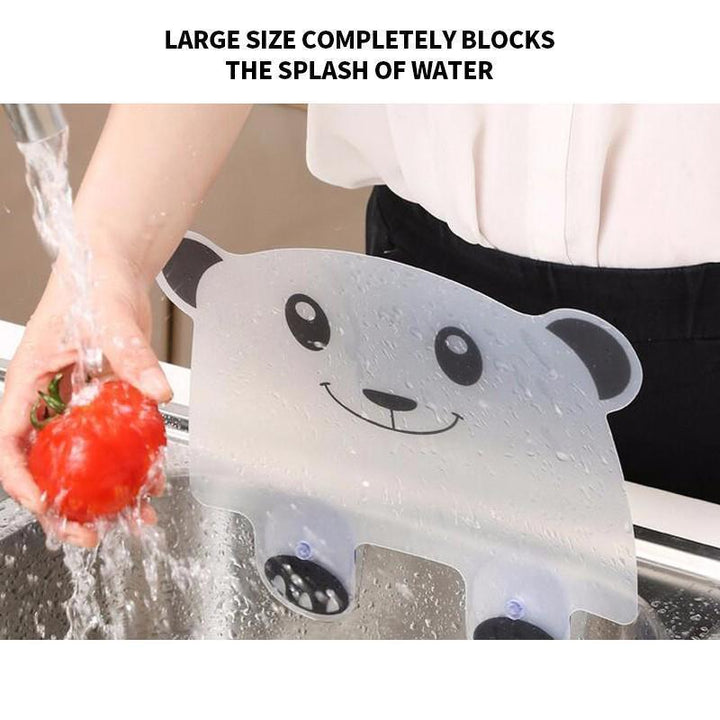 Kitchen splash guard featuring a cute panda design, ideal for sink & dishwashing, home decor