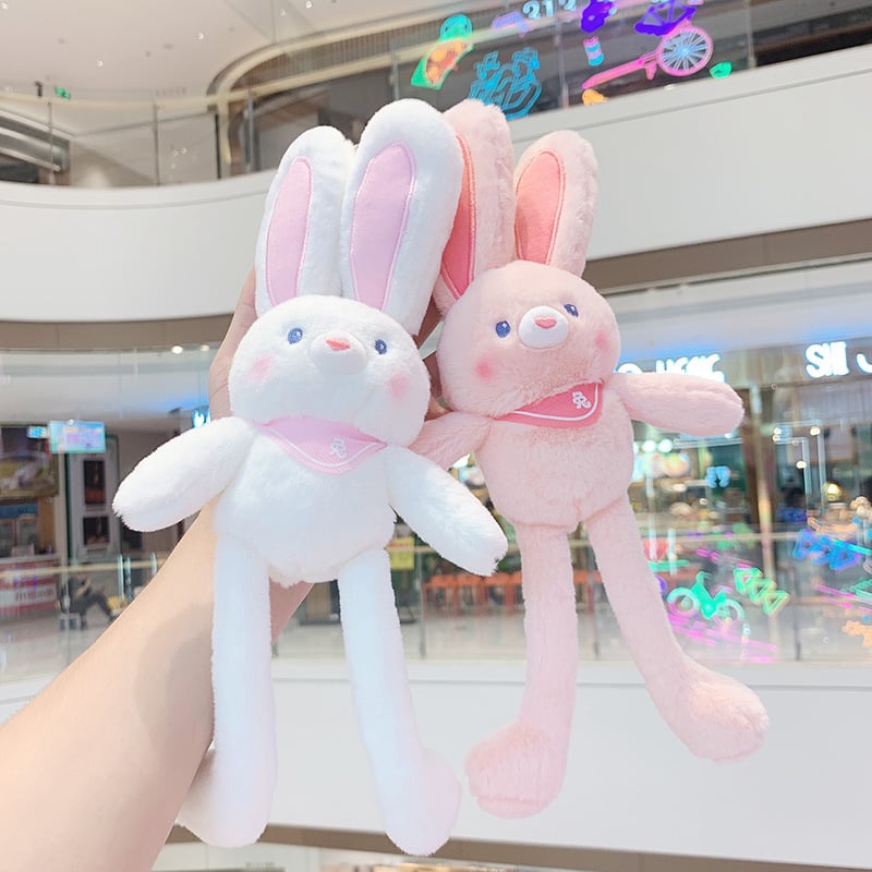Adorable white rabbit plush toy bag charm, a cute accessory and kids gift with attached loop