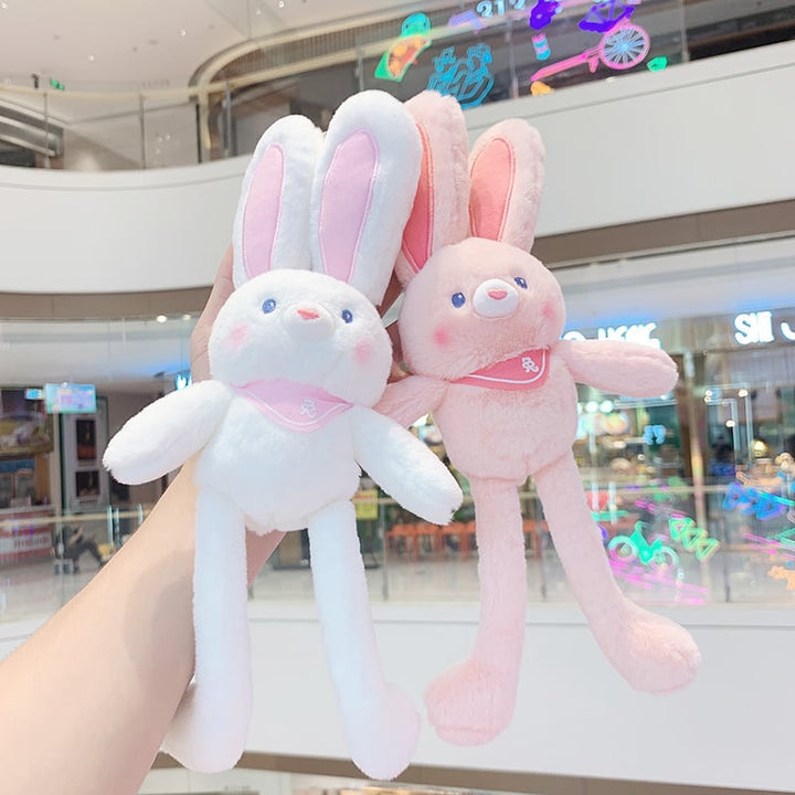 Adorable white rabbit plush toy bag charm, a cute accessory and kids gift with attached loop