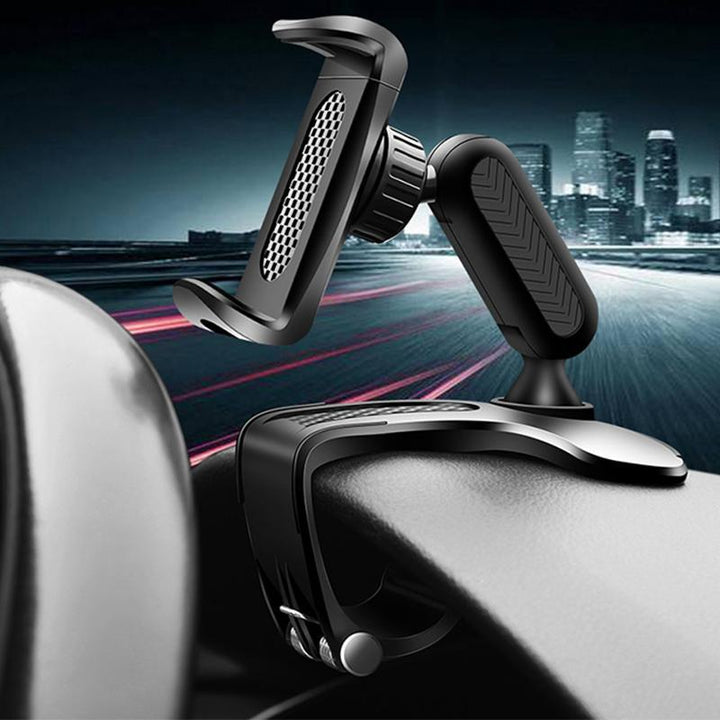 Car visor phone holder for safe driving, adjustable grip, perfect for GPS navigation
