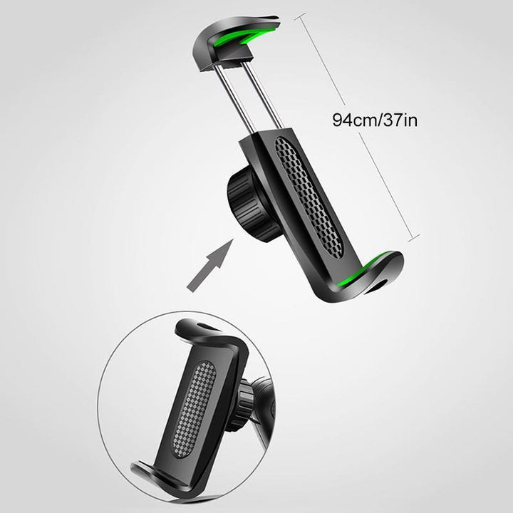 Black smartphone holder for car dashboard or visor, ideal for hands-free calls
