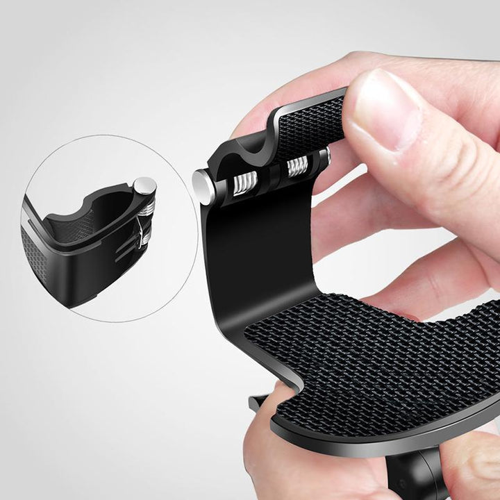 Veh-tech universal phone mount, securely holding a phone above the steering wheel