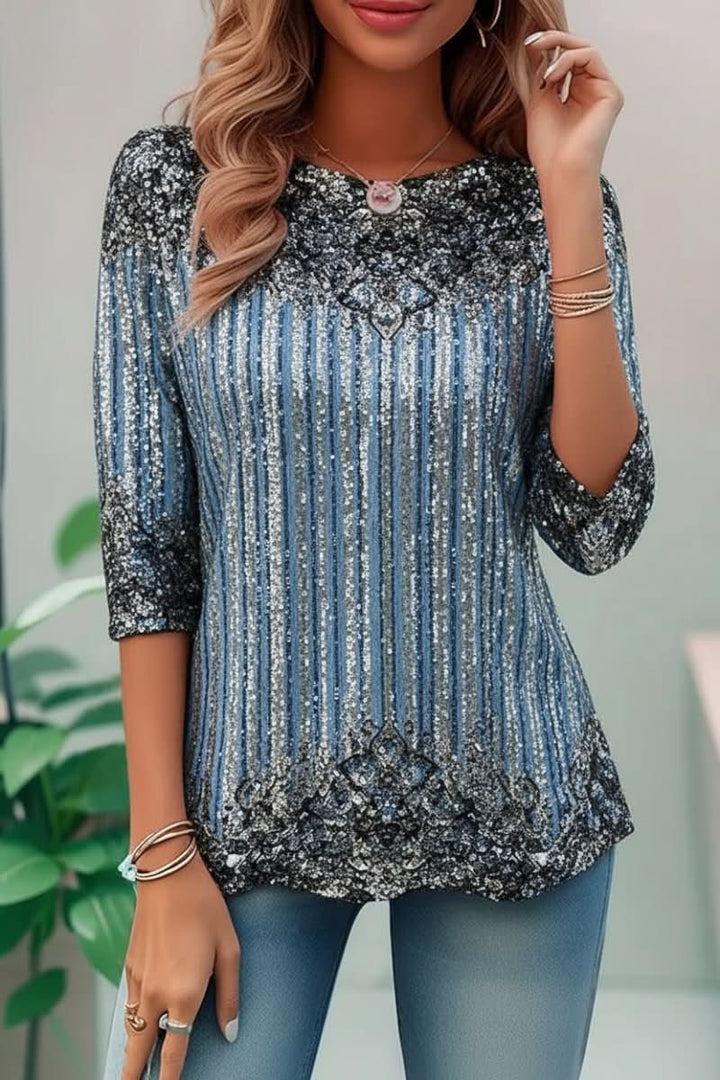 Stylish women's sequin party top with open back, ideal for glamorous nightlife and evening events.