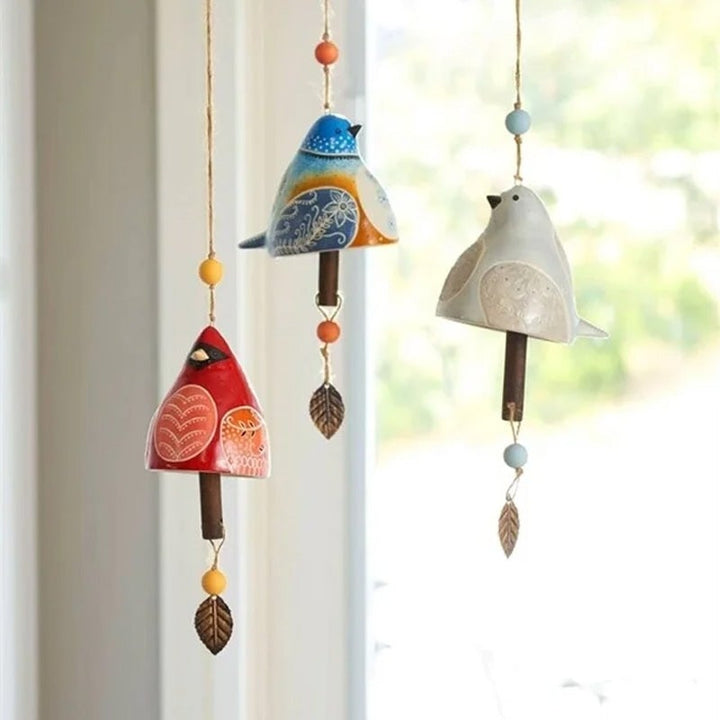 Close-up of Decorative Bird Song Ornament Bell, rustic home accessory