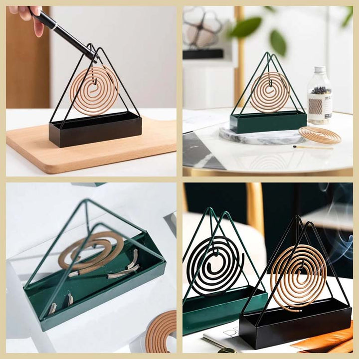 Elegant black iron mosquito coil burner, an essential for comfortable outdoor living free from pests.